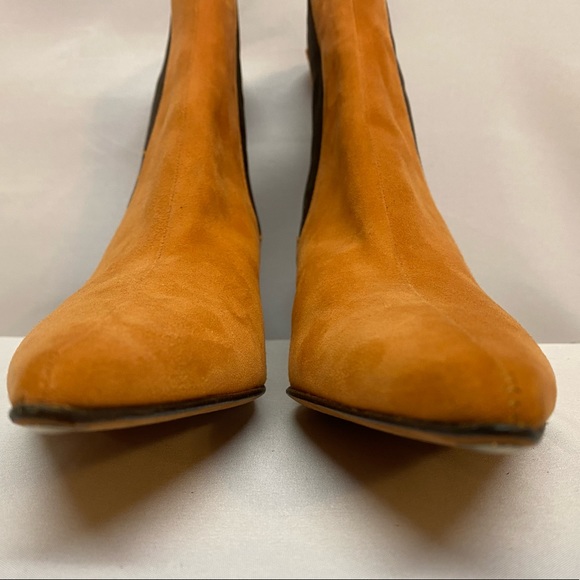 LAMBERTSON TRUEX Orange Suede Pointy Toe Kitten Heels Ankle Boots 36.5 Euro 6 US - Picture 7 of 16